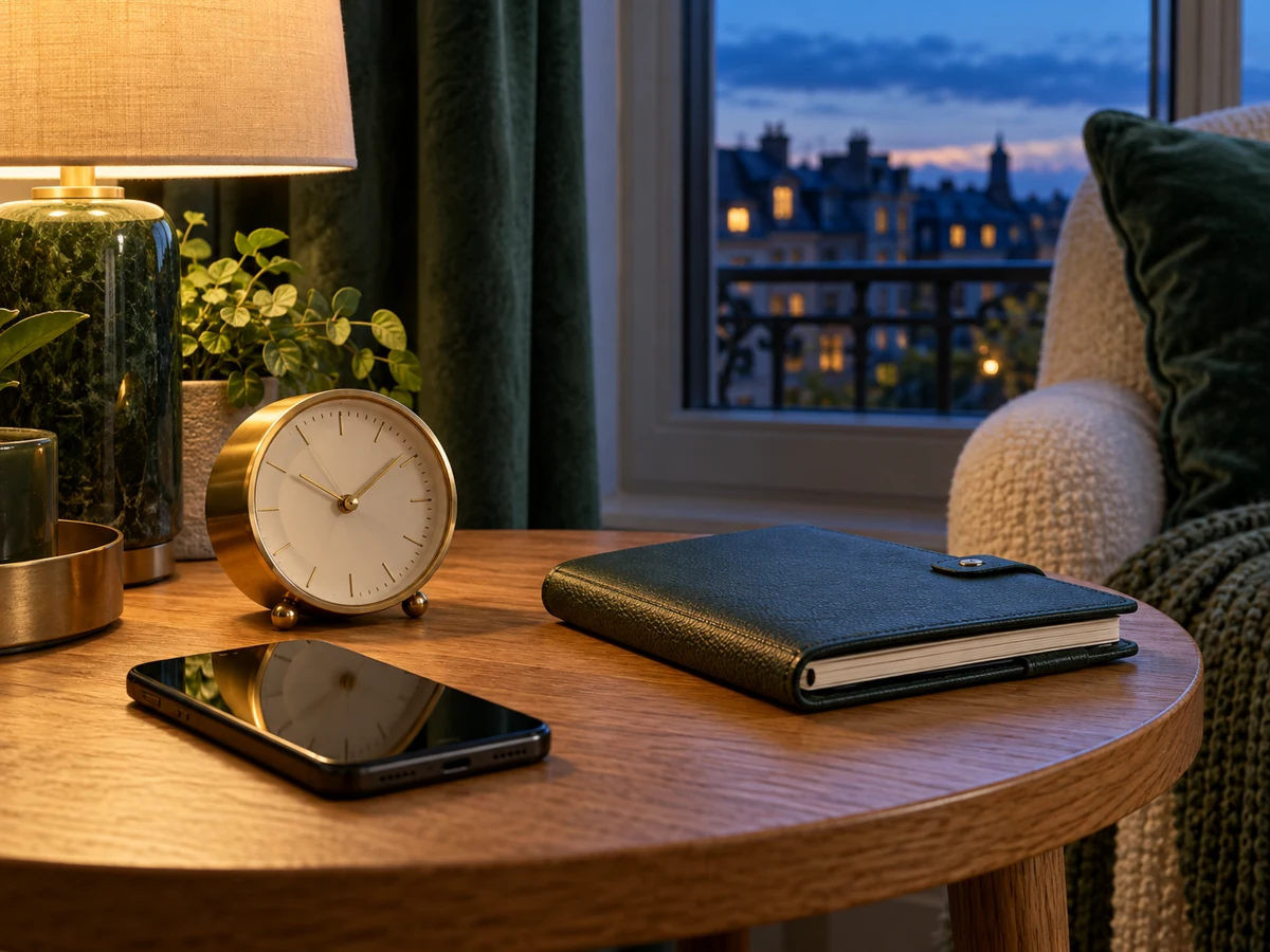 Une horloge, un téléphone et un agenda pour lire les horaires du service