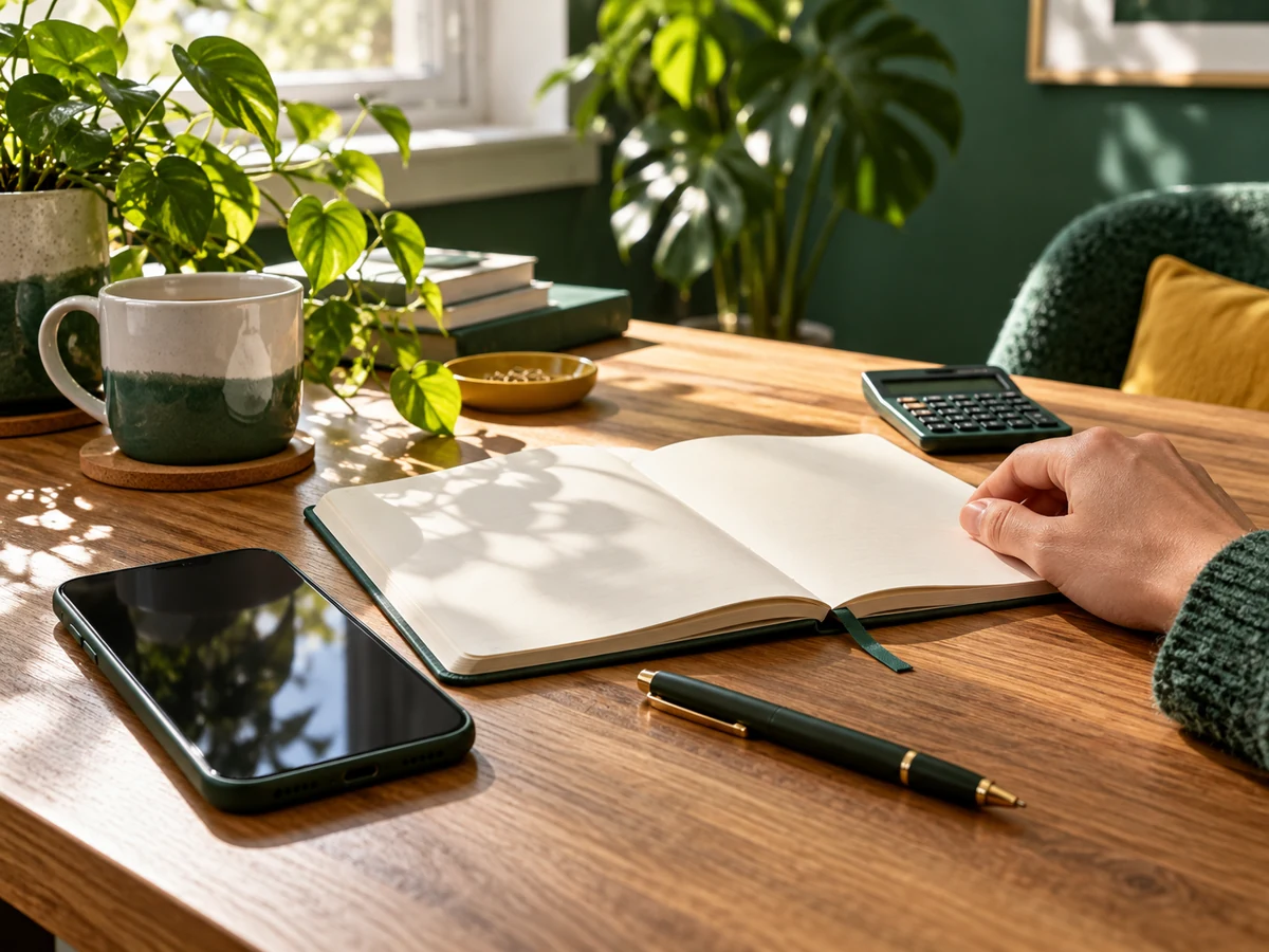 Un téléphone, un carnet et un stylo pour préparer une consultation